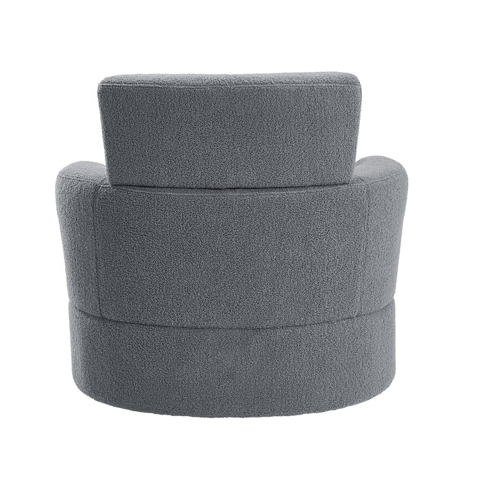 360° Swivel Chair Upholstered Accent Barrel Chair With Adjustable Headrest