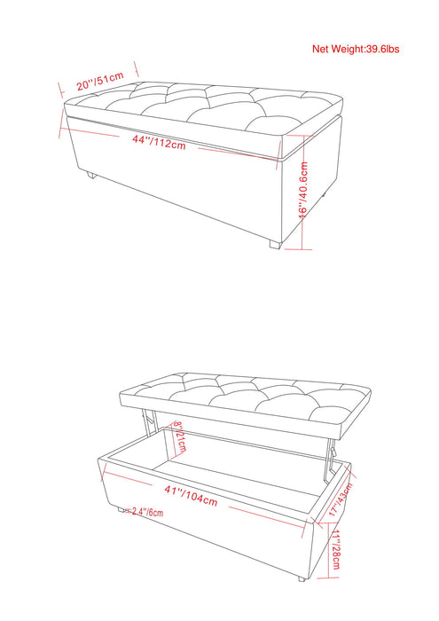 Hamilton - Upholstered Lift Top Rectangular Storage Ottoman