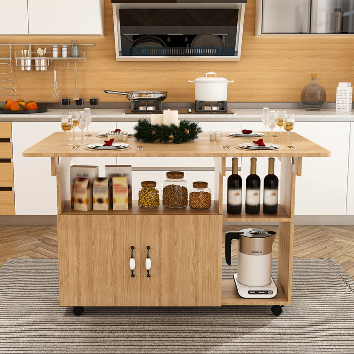 Multi Functional Folding Table With Storage Shelves And Wheels