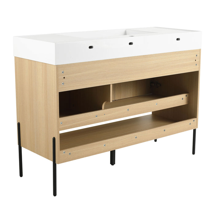 Modern Bathroom Vanity Combo With Single Resin Sink And Storage Cabinet