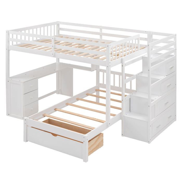 Bunk Bed With Desk, Drawers And Shelves