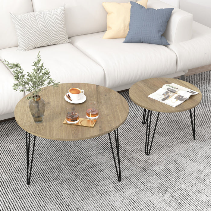 Round Nesting Coffee Table For Living Room (Set of 2)