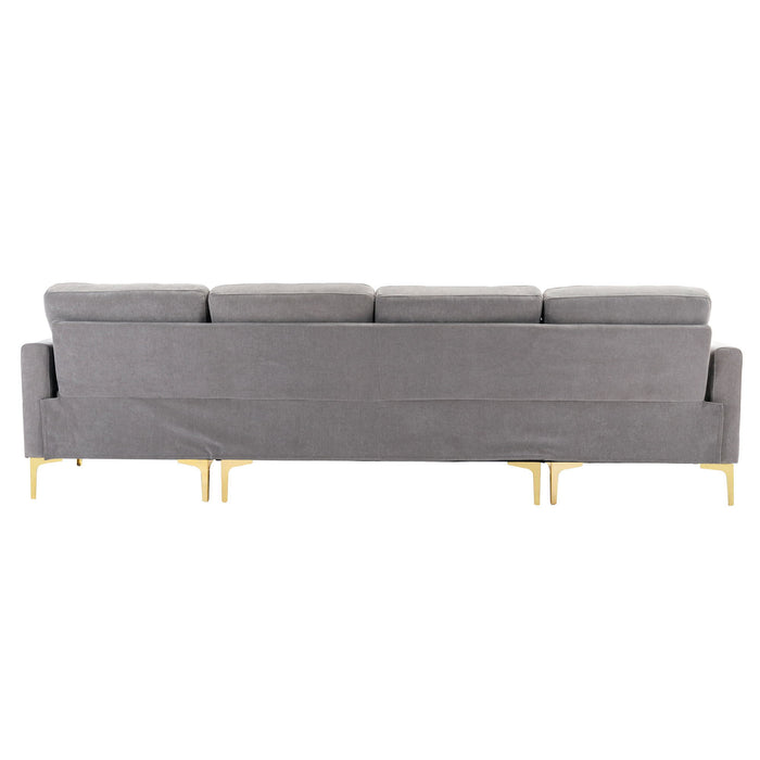 Modern L - Shape Convertible Sectional Sofa With Movable Ottoman