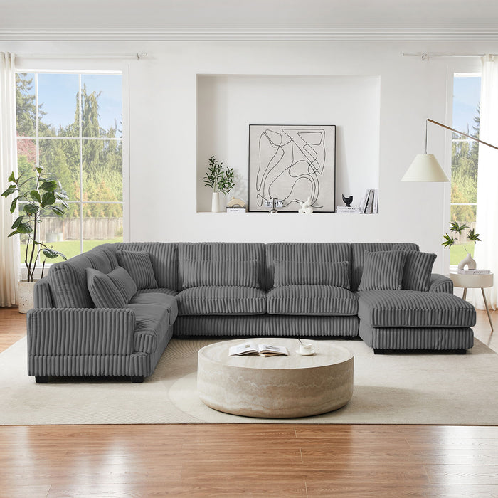Oversized Sectional Sofa U - Shaped Sofa Couch Modern Sofa Upholstered In Soft Corduroy With A Chaise Lounge For Living Room