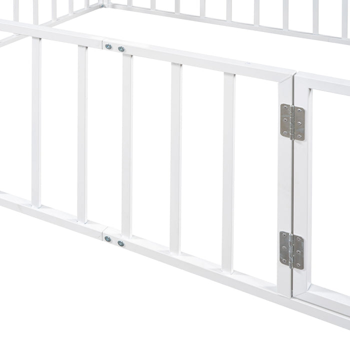 Metal Floor Bed Frame With Fence And Door