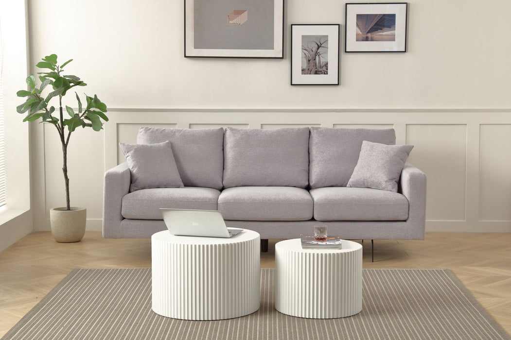 Modern Three Seat Sofa Couch With 2 Pillows, Light Grey Perfect For Every Occasion