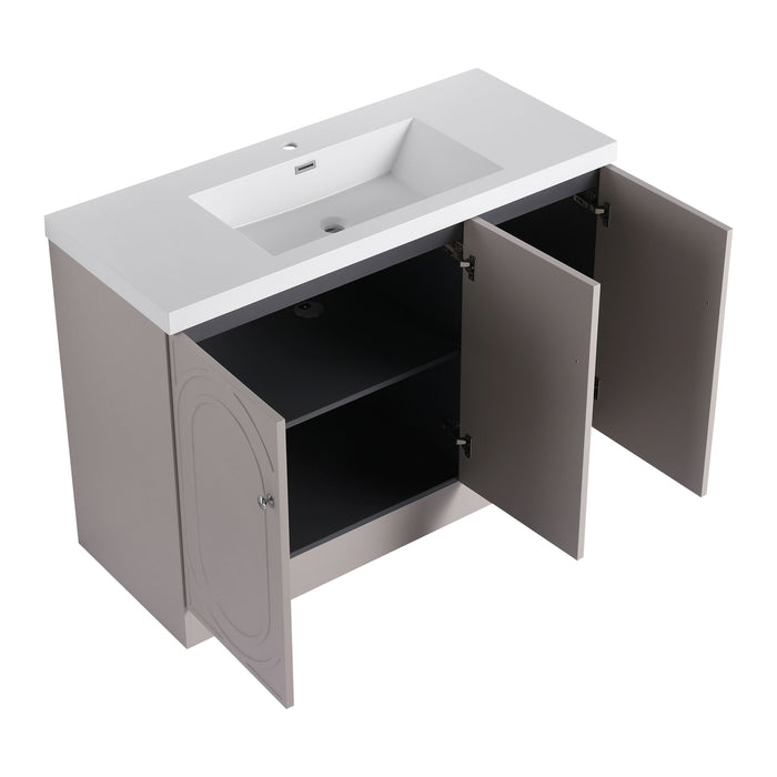Contemporary Freestanding Bathroom Vanity With Resin Sink & Soft-Close Cabinet Doors