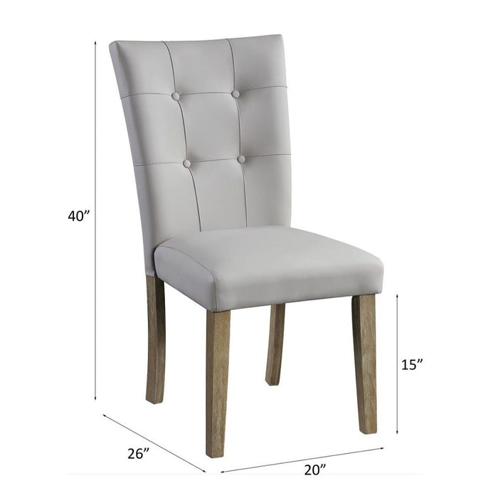 Charnell - Side Chair Set of 2) - Gray Synthetic Leather & Oak