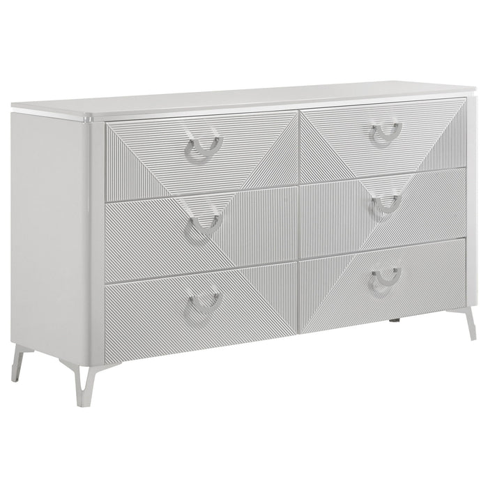 Cassia 4-piece Queen LED Bedroom Set White High Gloss