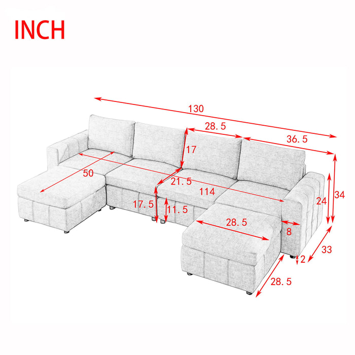 [Video]Upholstered Modular Sofa, L Shaped Sectional Sofa For Living Room Apartment (4 Seater With Ottoman)