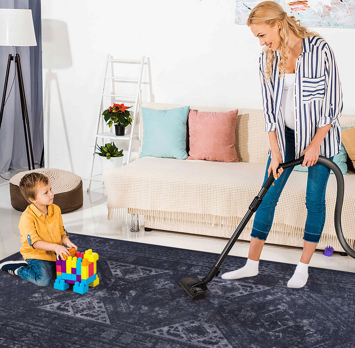 Maval - 8' X 10' Area Rug Washable - Black / Gray