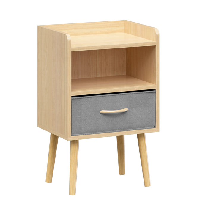 Nightstand With Collapsible Drawer, 2 Tier Storage End Table For Bedroom
