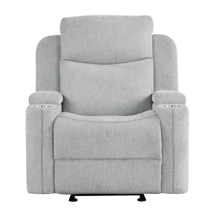 Galya - Motion Glider Recliner - Light Gray Chenille