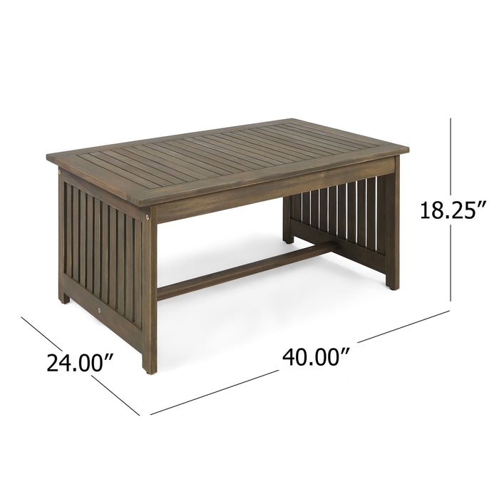 Acacia Wood Rectangular Patio Coffee Table For Outside