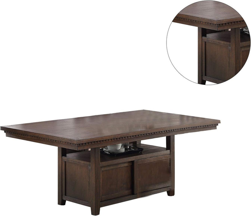 Dining Room Furniture Dining Table Rustic Espresso Table Width Storage Base Wooden Top Rectangular Table Only