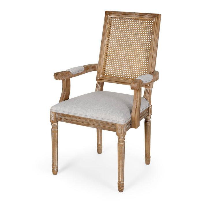 Elegant French Country Style Dining Chair With Cane Backrest