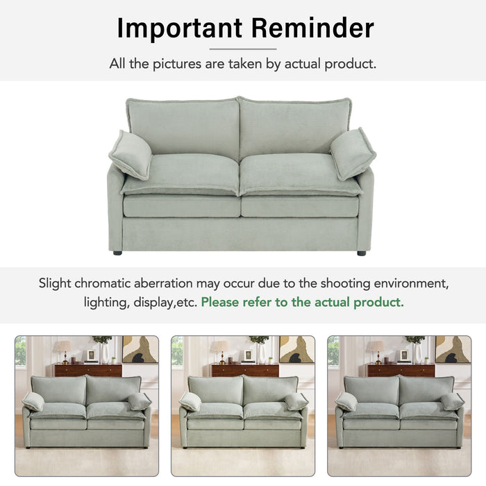 Modern Loveseat Sofa, Upholstered Couch With Side Storage Pockets