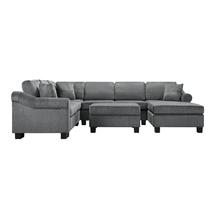 Contemporary U - Shaped Sectional Sofa With Movable Storage Ottoman