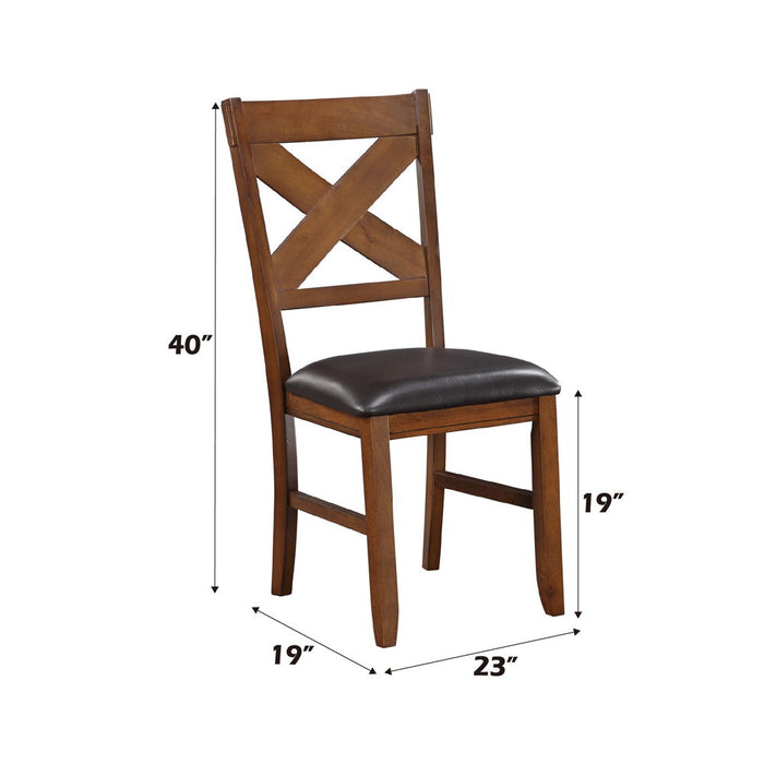 Apollo - Side Chair Set of 2) - Espresso Synthetic Leather & Walnut