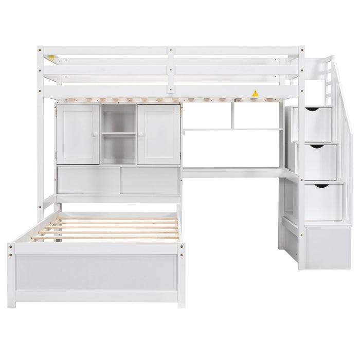Loft Bed With Built In Desk And Staircase