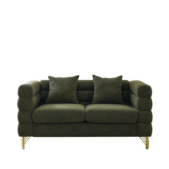 Oversized 2 Seater Sectional Sofa With Deep Seating And 2 Pillows