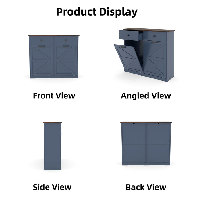 Double Tilt Out Trash Cabinet With Hideaway Drawer And Barn Door Style