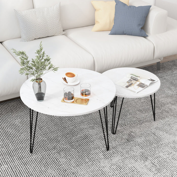 Round Nesting Coffee Table For Living Room (Set of 2)