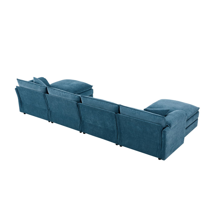 Modular Sectional With Deep And Wide Seat, Cloud Couch Set With Double Cushions Sofa With Movable Ottoman