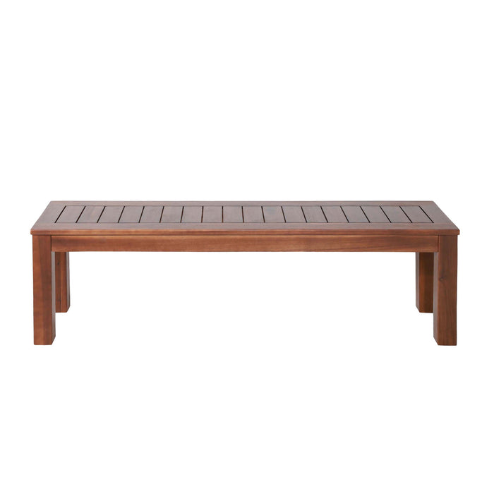 Acacia Wood Outdoor Bench With Beautiful Slat Paneling - Dark Brown