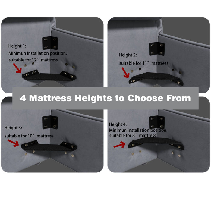 Upholstered Platform Bed With Special Shaped Velvet Headboard