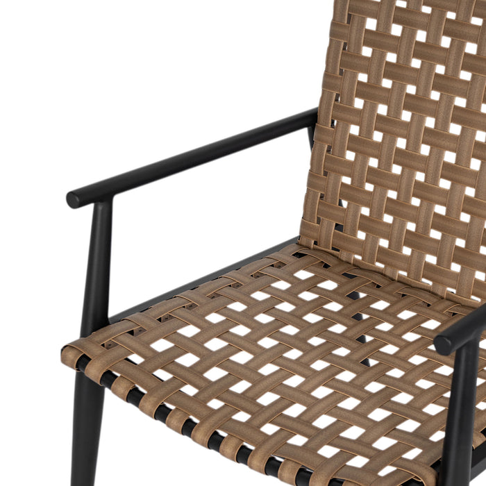 Outdoor Chat Set, 2 Chairs & Side Table - Black / Brown