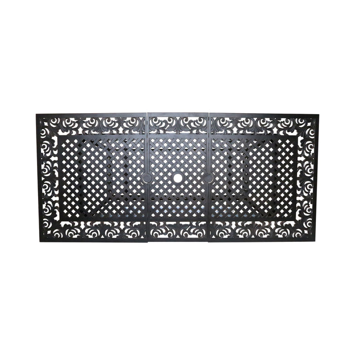 Outdoor Extendable Aluminum Dining Table With Pattern Table Top And Curved Legs - Copper