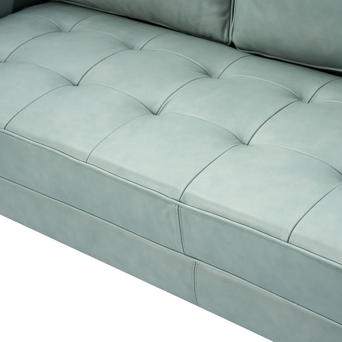Anatole 82" Genuine Leather Sofa - Sage