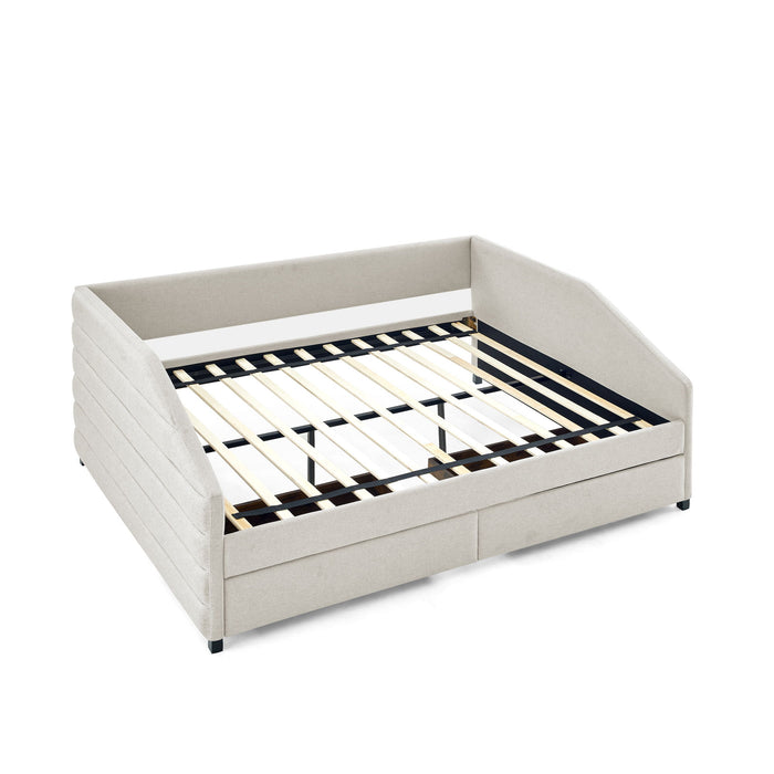 Elegant Daybed With Trundle Upholstered Tufted Sofa Bed