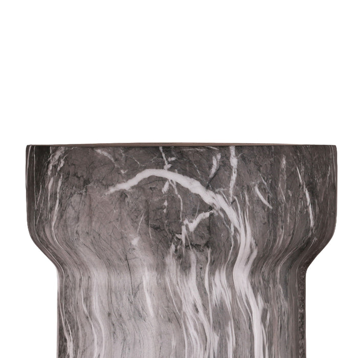 Round Geometric Outdoor End Table - Marble