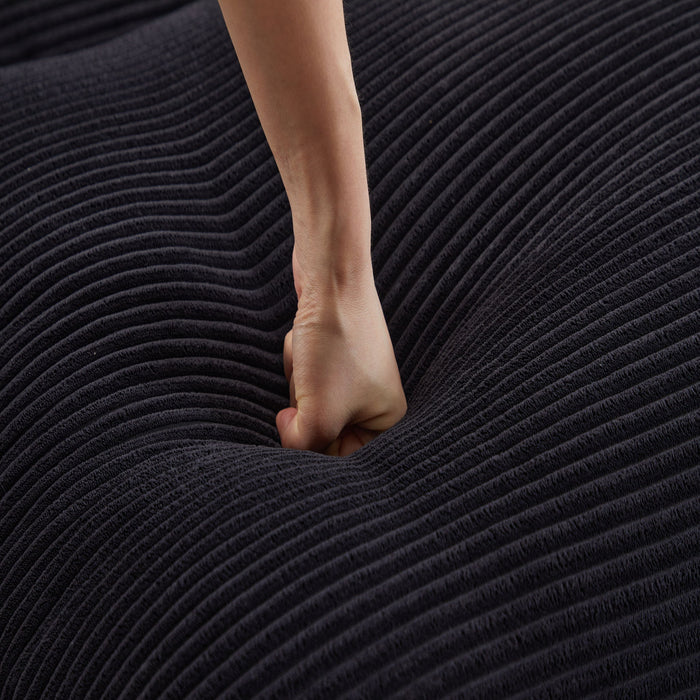 Modern Corduroy Deep Seat Sectional Sofa With Ottoman