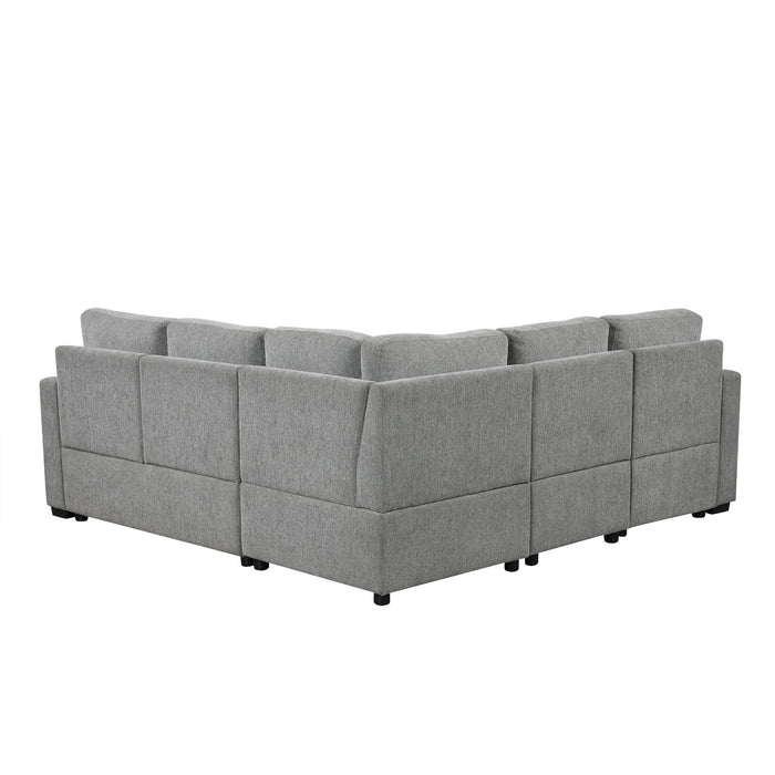 Sectional Sofa Convertible Pull-Out Sofa Bed With A Movable Storage Ottoman For Living Room
