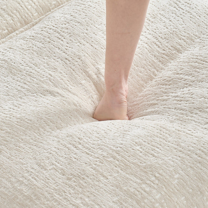 Modern Comfy Chenille L Shaped Sectional Sofa With Movable Ottoman