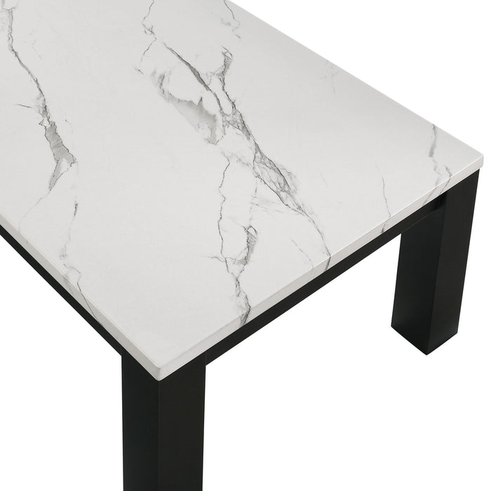 Modern 3 Piece Living Room Table Set With Faux Marble Top Wooden - Black / White