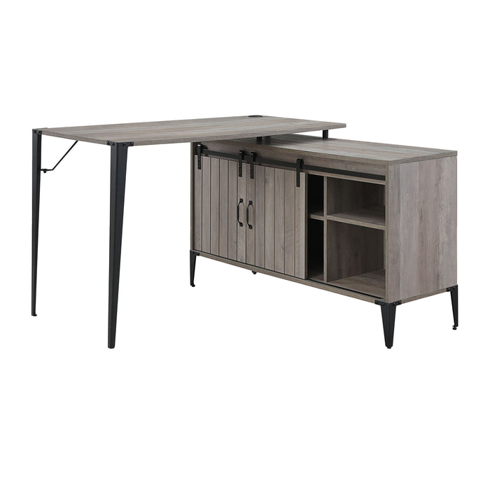 Zakwani - Writing Desk With USB - Gray Oak & Black