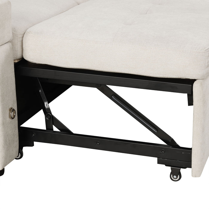 Convertible L Shaped Sofa Couch With Storage, Cup Holders, USB Ports