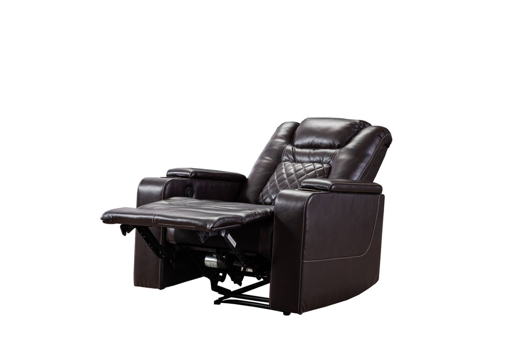 New Design PU Material With Cup Hold Storage Usb Recliner - Brown