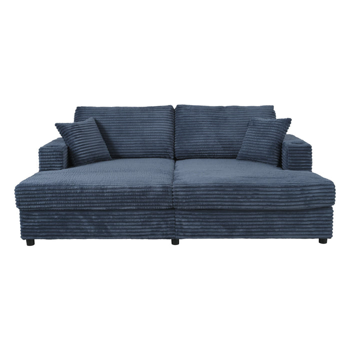 Oversized Loveseat Chaise With 2 USB Ports, 2 Cup Holders And 2 Throw Pillows