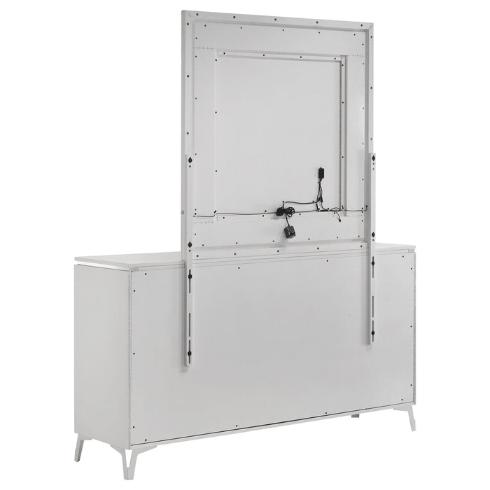 Buckley - 6 Drawer Dresser With Mirror - Gloss White
