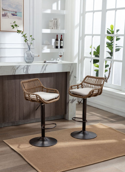 Coolmore Swivel Bar Stools (Set of 2) Adjustable Counter Height Chairs With Footrest For Kitchen