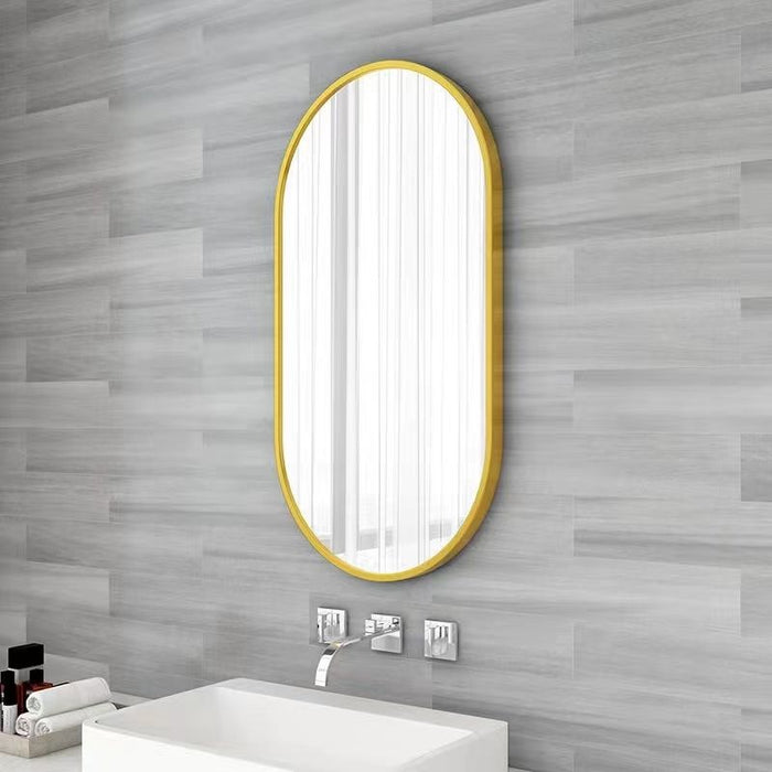 Wall Mounted Mirror, 36'' Oval Bathroom Mirror, Gold Vanity Wall Mirror With Stainless Steel Metal Frame & Pre - Set Hooks For Vertical & Horizontal Hang, Ideal For Bedroom, Bathroom