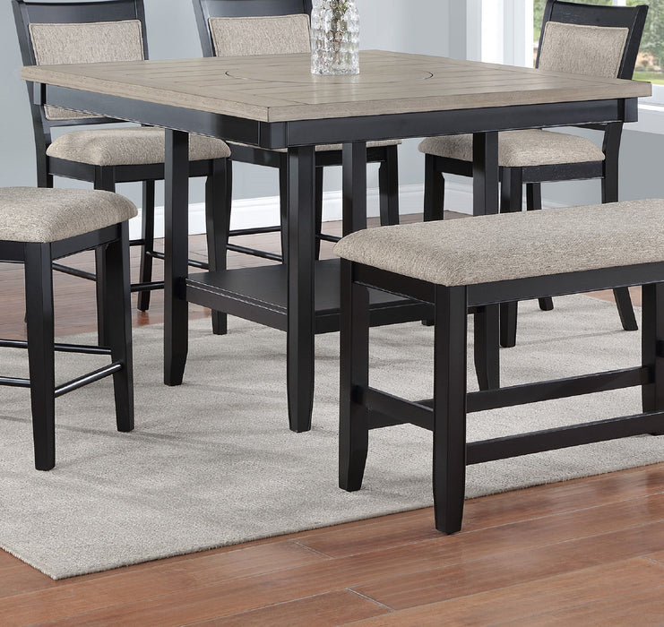 Contemporary Transitional Counter Height Dining Table With 20" Lazy Susan Light Gray Tow-Tone Finish Wooden Wood Veneers Solid Wood Dining Room Furniture