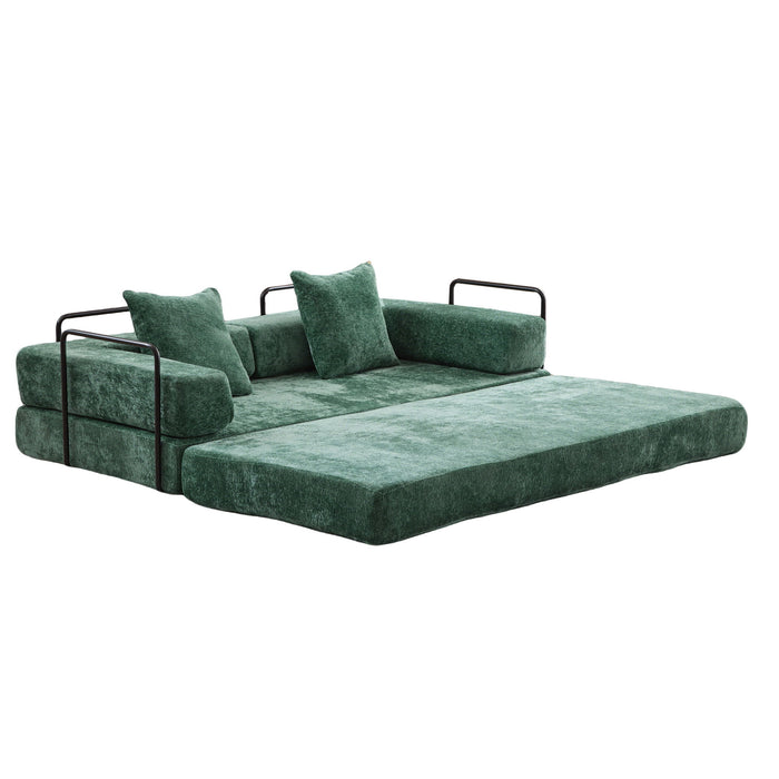 Convertible Floor Sofa Bed With Pillow Back Support Armrest