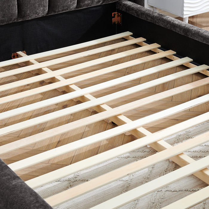 Modern Upholstered Bed Frame With Thick Chenille Fabric And Headboard