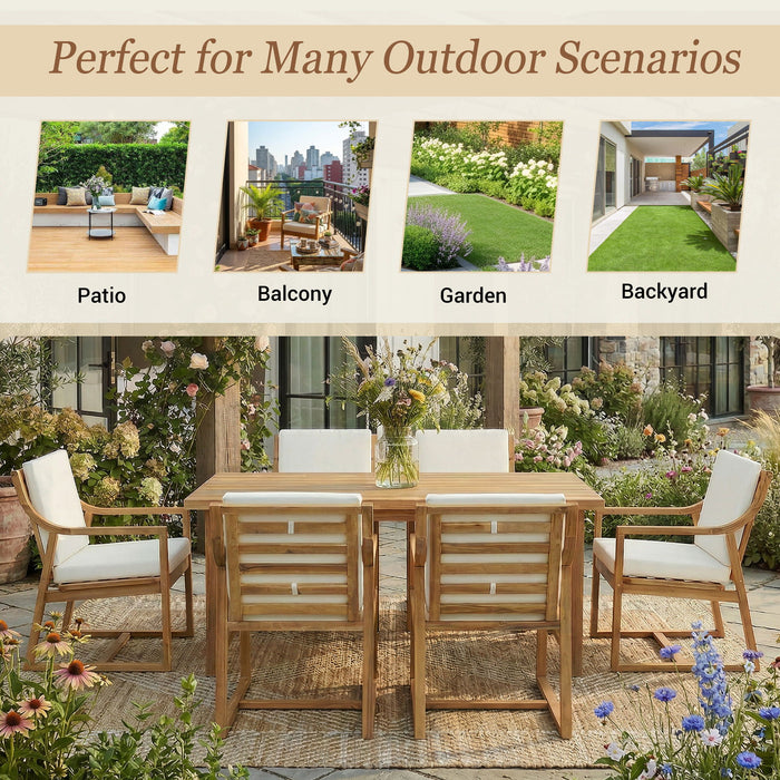 7 Piece Modern Outdoor Dining Set, Patio Furniture